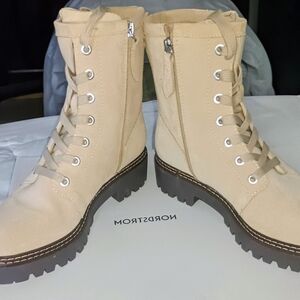 Nordstrom Beige Lace Up Boots